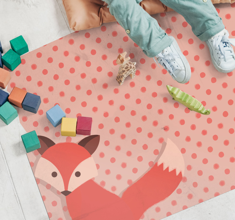Tapis vinyle pour enfants renard à pois - TenStickers