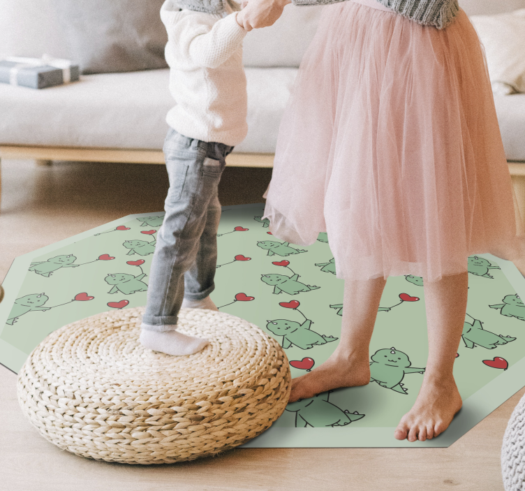 Tapis vinyle pour enfants dragons verts avec des cœurs - TenStickers
