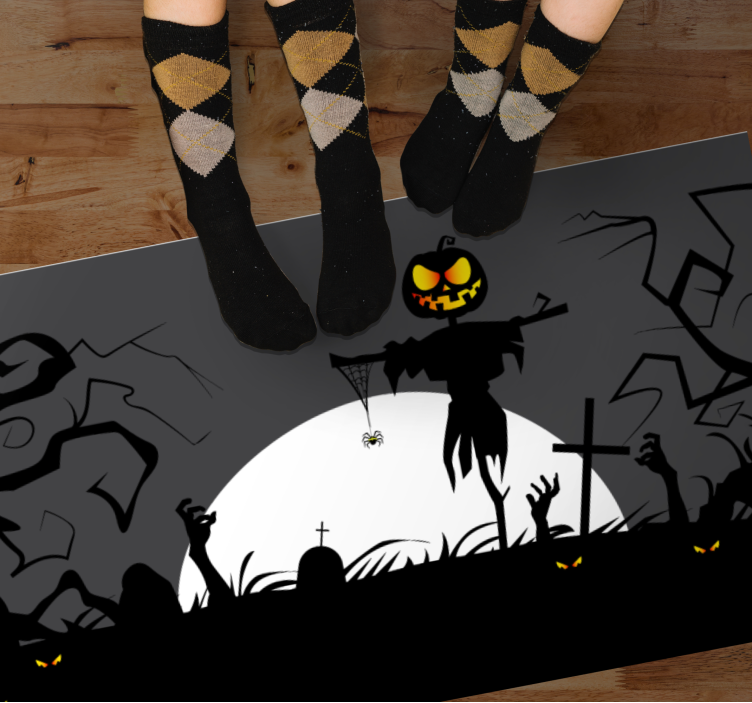 Tapis vinyle pour halloween décor de cimetière étrange - TenStickers