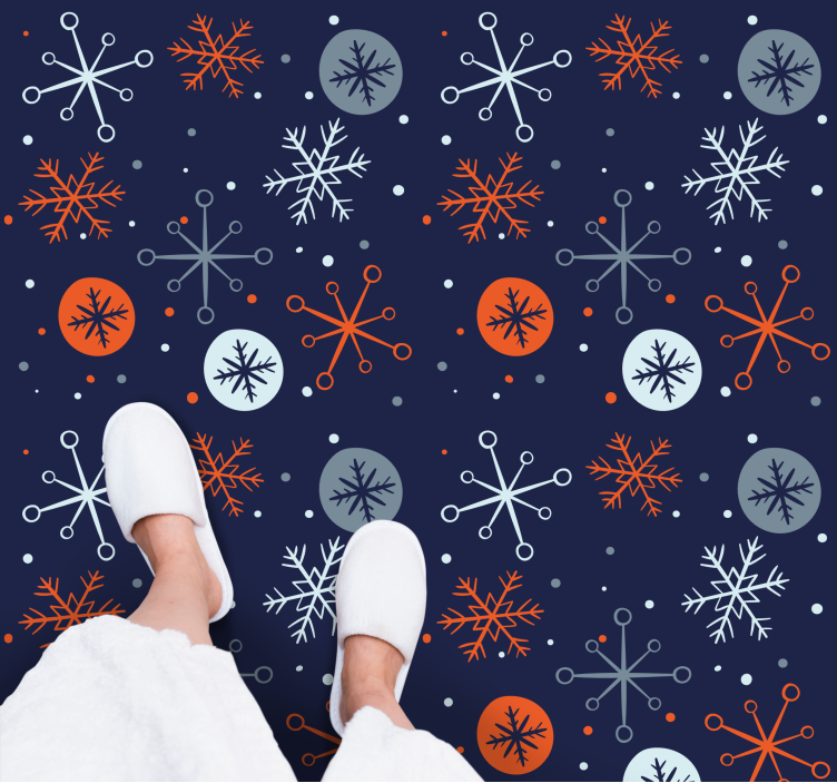 Tapis vinyle noël motifs de flocons de neige - TenStickers