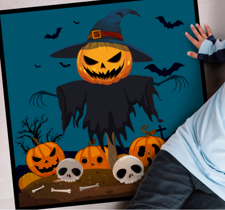 Tapis vinyle pour halloween scène de citrouille hantée - TenStickers