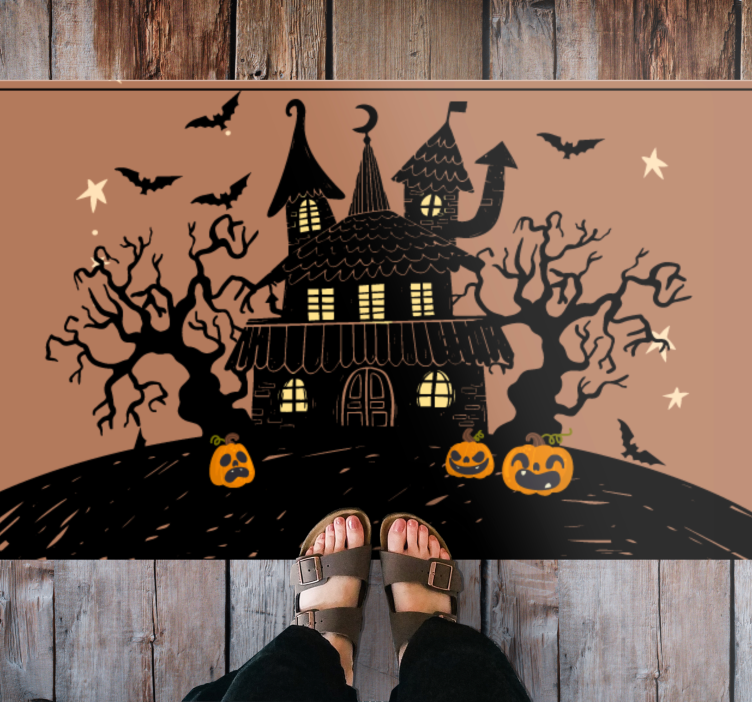 Tapis vinyle pour halloween scène de maison hantée - TenStickers
