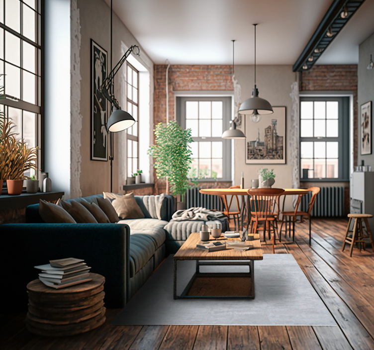 Tapis vinyle salon béton gris clair - TenStickers