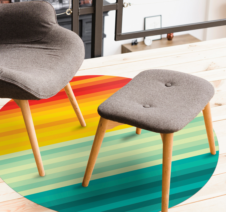 Tapis vinyle rayures cercle à bandes arc-en-ciel - TenStickers