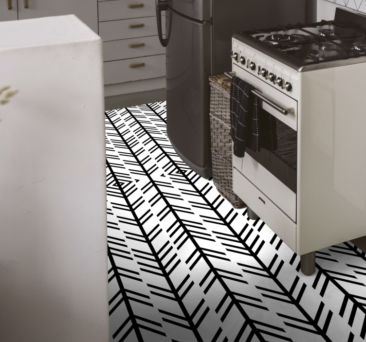Tapis vinyle rayures lignes noires à chevrons - TenStickers