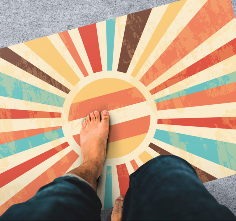 Tapis vinyle rétro explosion de couleurs du lever du soleil - TenStickers