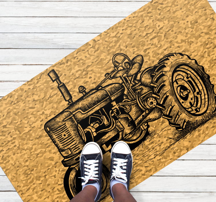 Tapis vinyle rétro illustration de tracteur vintage - TenStickers