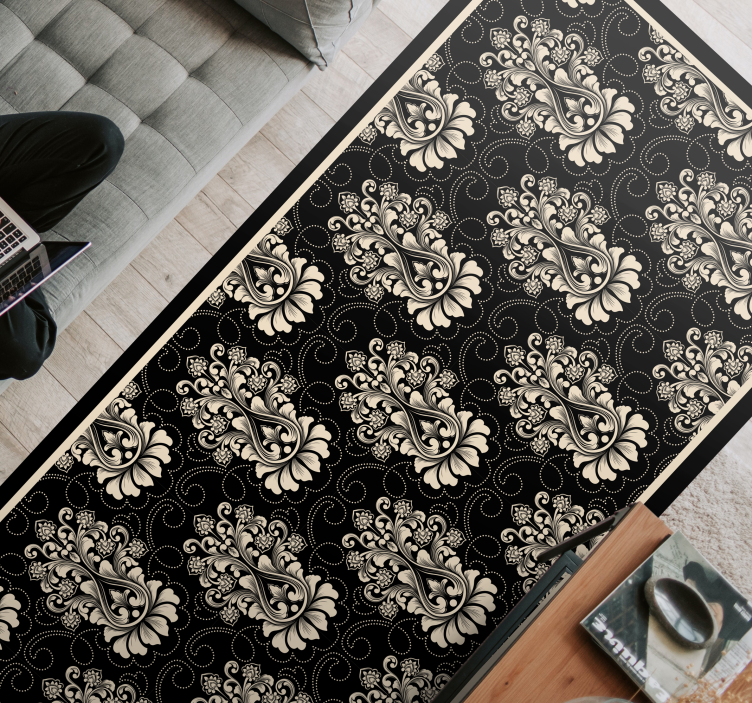 Tapis vinyle rétro motif floral baroque - TenStickers