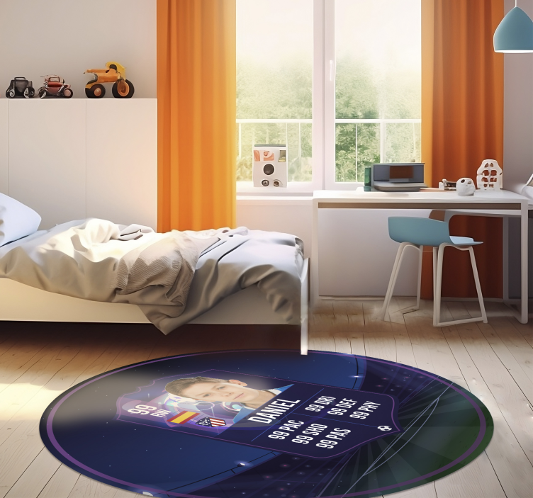 Tapis vinyle rond carte de footballeur  - TenStickers