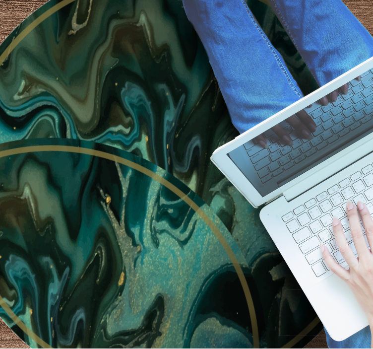 Tapis vinyle rond effet marbre abstrait vert - TenStickers