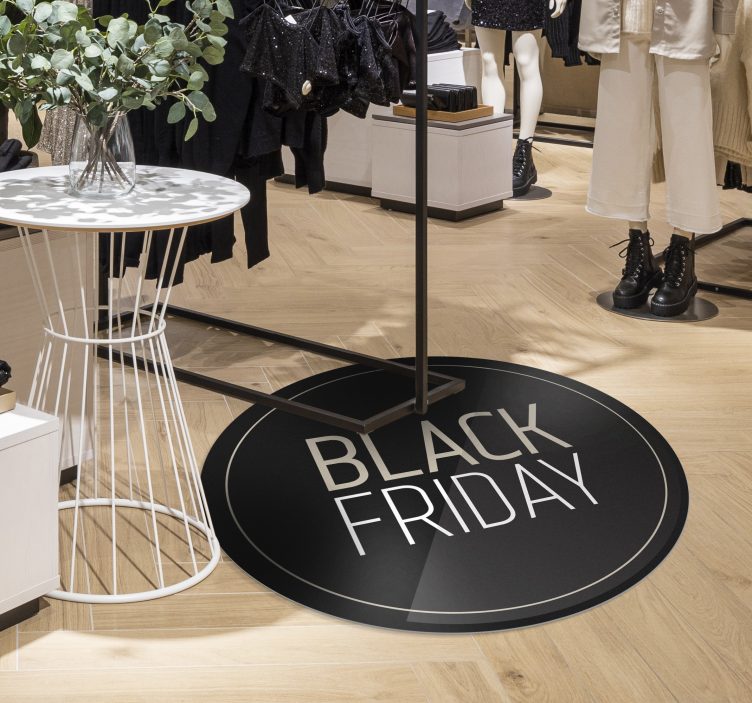 Tapis vinyle rond noir Black Friday - TenStickers