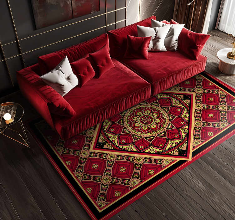 Tapis vinyle rouge design classique ornemental - TenStickers