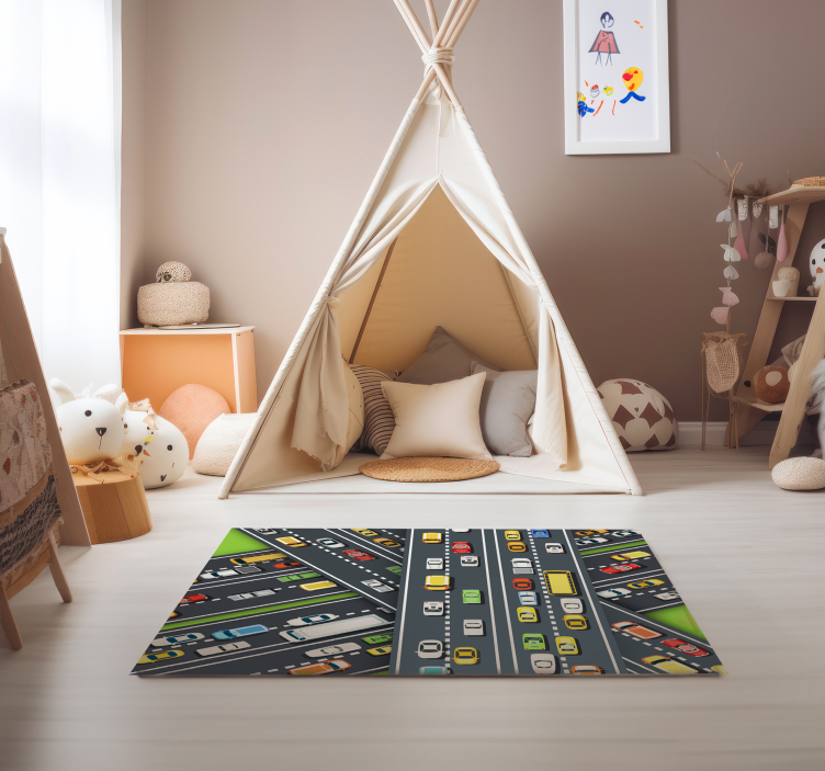 Tapis vinyle autouroute illustration du trafic urbain - TenStickers