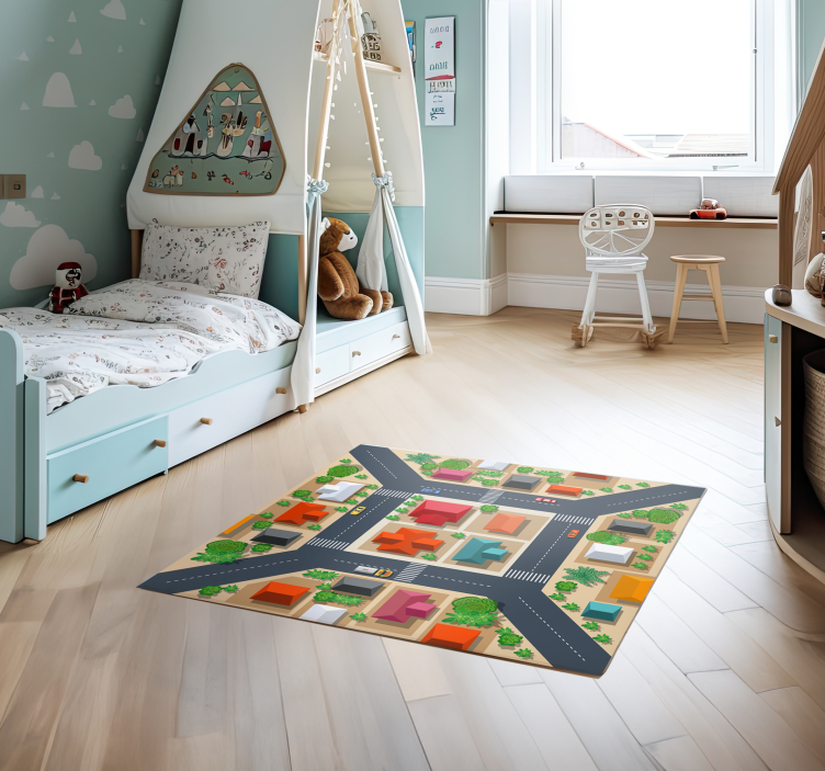 Tapis vinyle autouroute paysage urbain - TenStickers