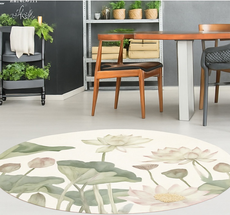Tapis vinyle salle a manger fleurs botaniques aqueuses - TenStickers