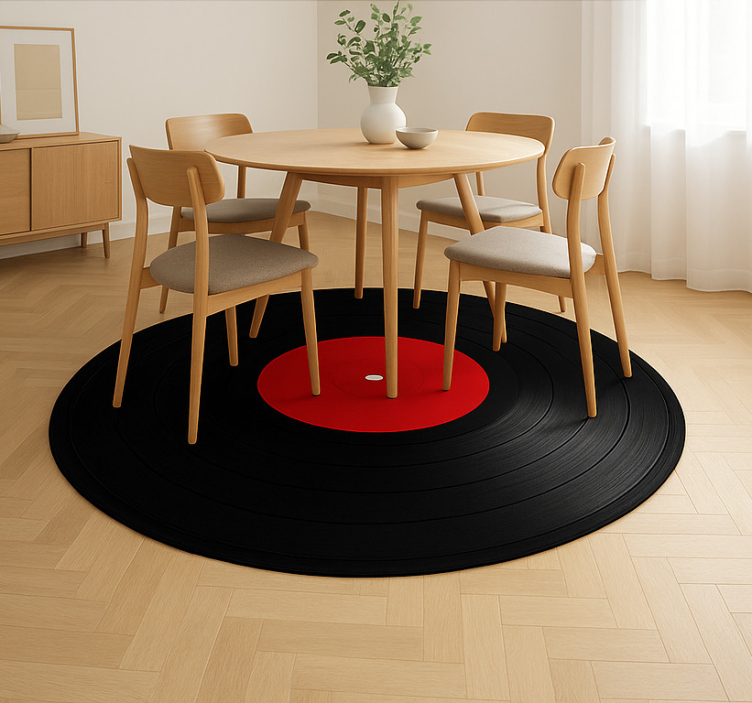 Tapis vinyle salle a manger disque vinyle surdimensionné - TenStickers