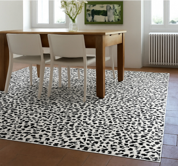 Tapis vinyle salle a manger imprimé léopard monochrome - TenStickers