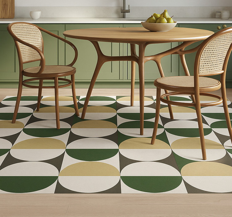 Tapis vinyle salle a manger motif circulaire du milieu du siècle - TenStickers