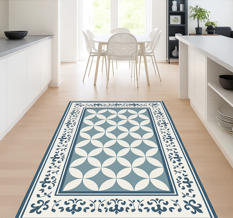 Tapis vinyle salle a manger motif de tuile quadrilobe - TenStickers