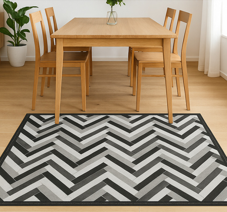 Tapis vinyle salle a manger style parquet monochrome - TenStickers