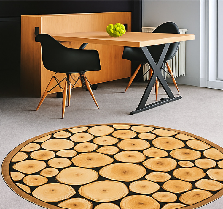 Tapis vinyle salle a manger tranche de bois naturel - TenStickers
