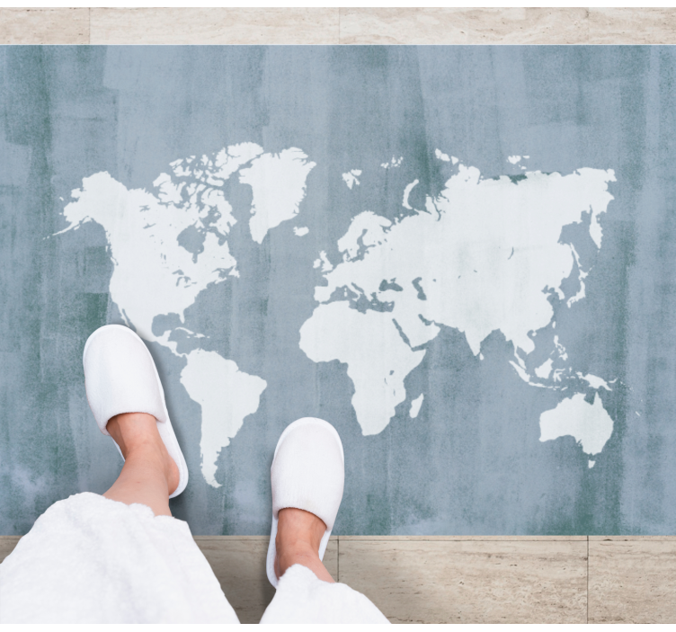 Tapis vinyle carte du monde continents gris - TenStickers