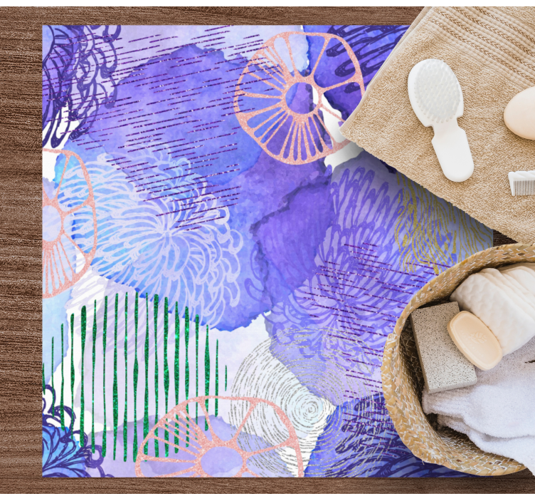 Tapis vinyle salle de bain motifs floraux tourbillonnants - TenStickers