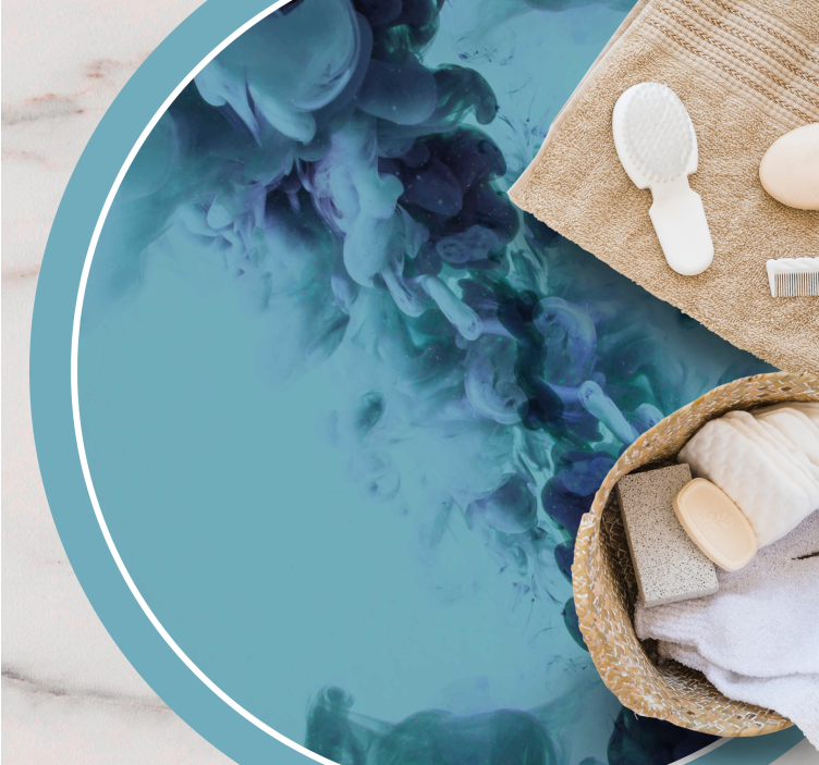 Tapis vinyle salle de bain vagues fluides bleu sarcelle - TenStickers