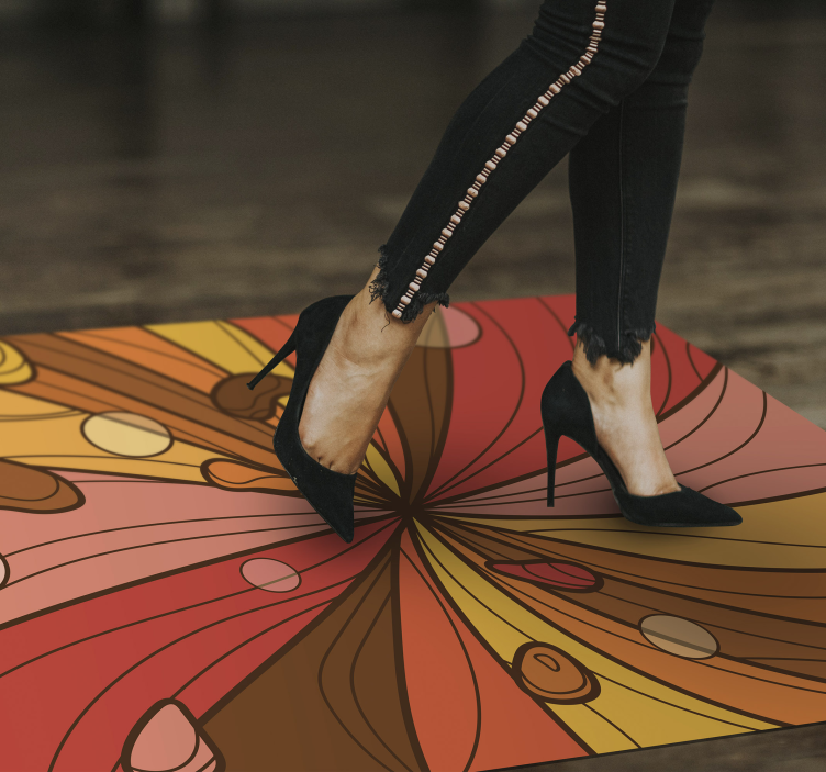 Tapis vinyle rétro fleur tourbillonnante - TenStickers