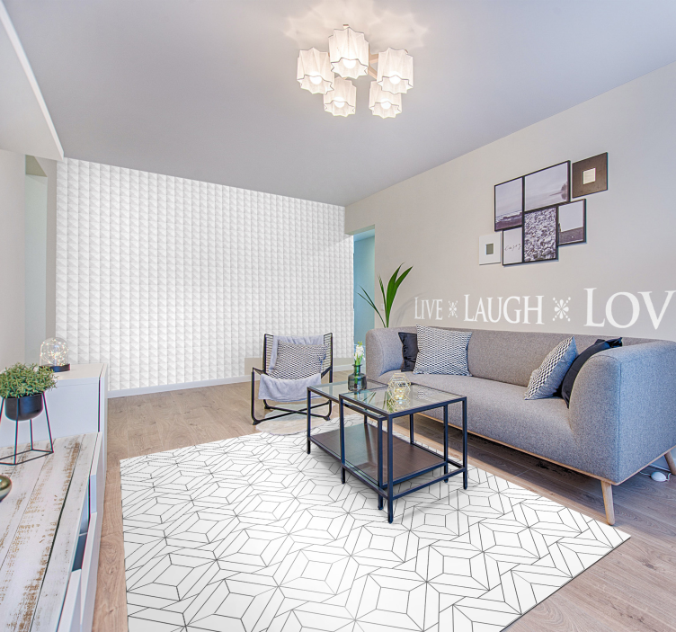 Tapis vinyles géométriques motif blanc - TenStickers