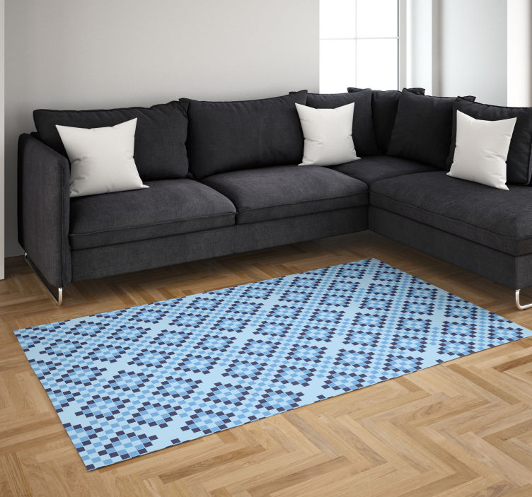 Tapis vinyles géométriques motif géométrique de pixels bleus - TenStickers