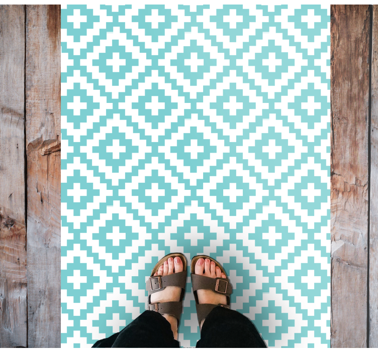Tapis vinyles géométriques motif turquoise - TenStickers