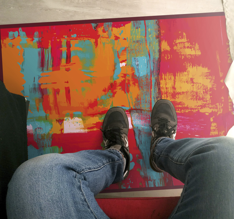 Tapis vinyles géométriques traits de peinture abstraits - TenStickers