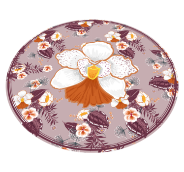 Tapis vinyle fleurs et plantes cercle à motifs floraux - TenStickers