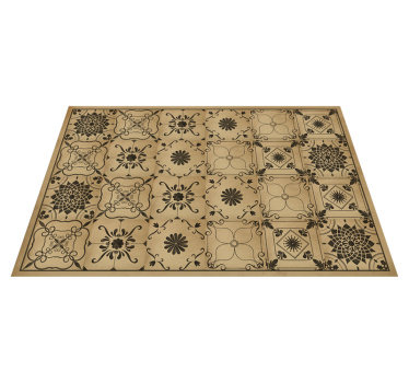 Tapis vinyle pierre motif floral classique - TenStickers