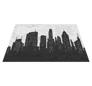 Tapis vinyle motif ligne d'horizon sur mur en briques - TenStickers