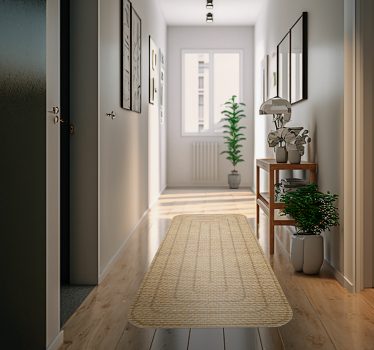 Tapis vinyle couloir effet texture toile de jute - TenStickers