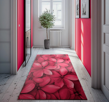 Tapis vinyle couloir fleurs numériques magenta - TenStickers