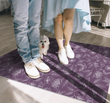 Tapis vinyle fleurs et plantes symétrie florale - TenStickers