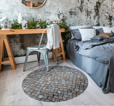 Tapis vinyle pierre imitation de pavés - TenStickers