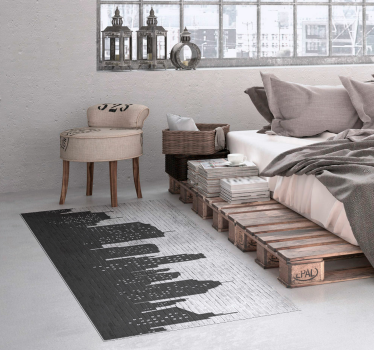 Tapis vinyle motif ligne d'horizon sur mur en briques - TenStickers