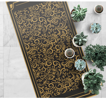 Tapis vinyle couloir feuillage élégant et doré - TenStickers