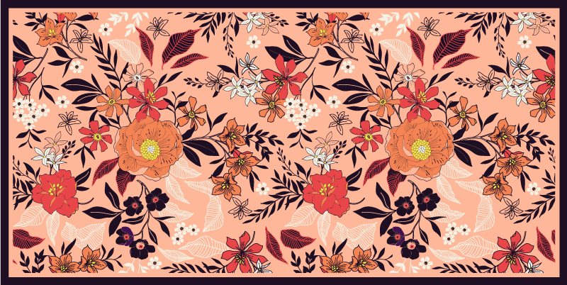 Tapis vinyle fleurs et plantes tapisserie jardin botanique - TenStickers