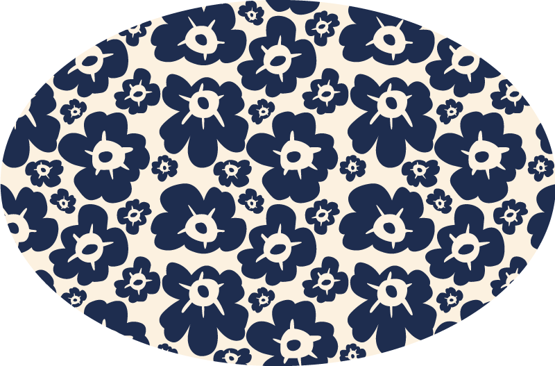 Tapis vinyle fleurs et plantes coquelicot bleu foncé - TenStickers