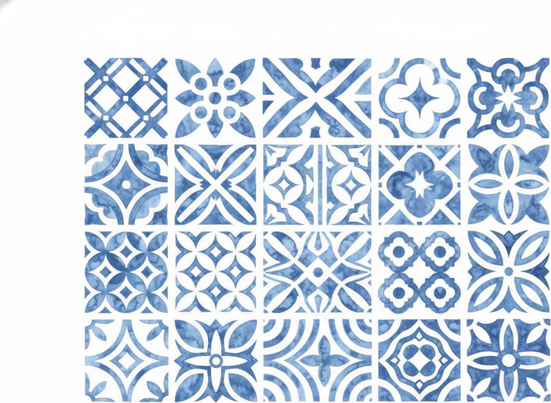 Tapis vinyle carreaux de ciment style portugais - TenStickers