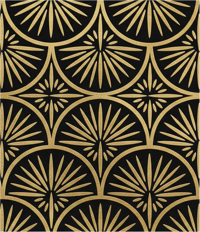 Tapis vinyles géométriques motif noir et or - TenStickers