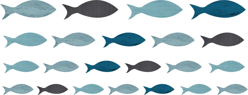 Tapis vinyle animal silhouettes de poissons bleus - TenStickers
