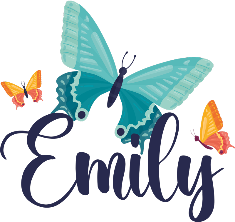 Tapis vinyle animal papillons bicolores avec nom - TenStickers