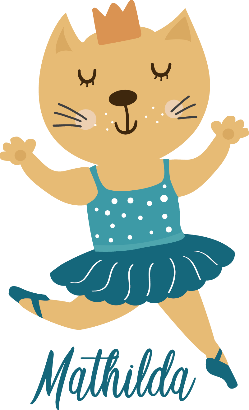 Tapis vinyle animal chat dansant avec prénom - TenStickers