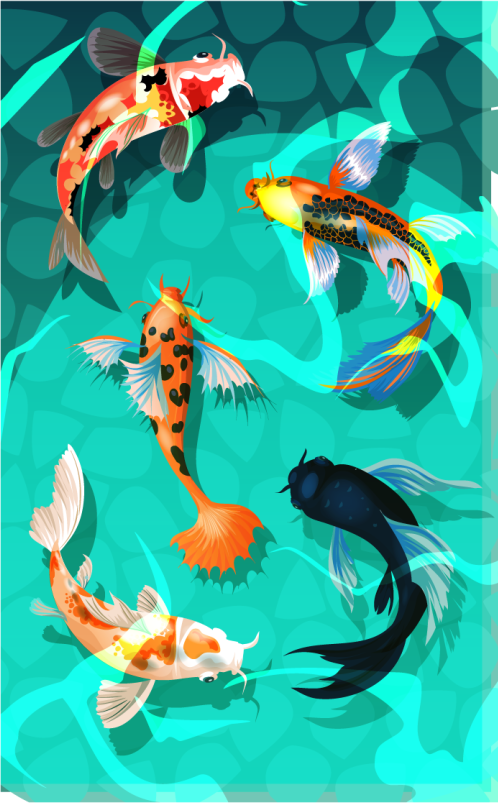 Tapis vinyle animal douche de koi - TenStickers